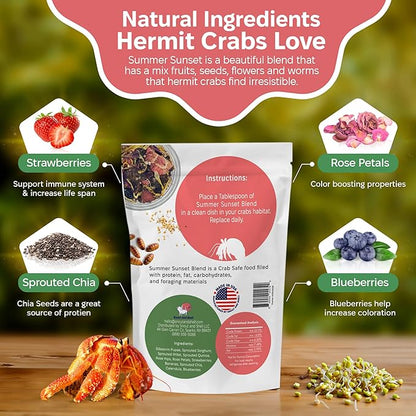 Snout and Shell - Summer Sunset Hermit Crab Food - 1 oz - 30 Grams - Whole Food Diet for Hermit Crabs - Flowers, Bugs and More SNOUTANDSHELL
