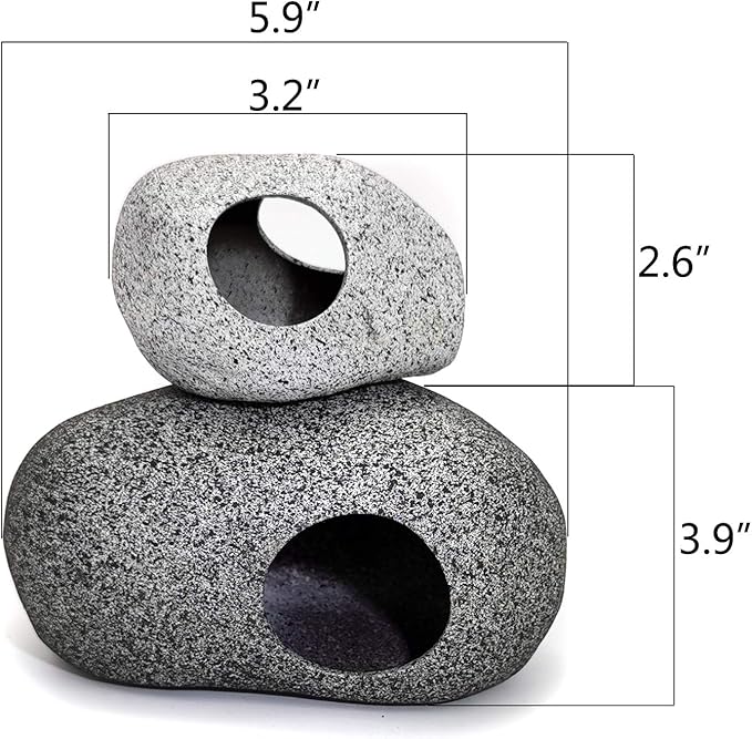 JIH Aquarium Decorations Rock, Ceramic Shelters - Shrimp Habitat, Breeding Tube, Hiding cave, Stackable Fish Tank Decor Cave for Hiding, Betta Fish (J603+J001) JIH