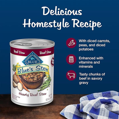Blue Buffalo Blue's Stew Grain-Free Wet Dog Food, Made with Natural Ingredients, Hearty Beef Stew, 12.5-oz. Cans (12 Count) - PAWPICO