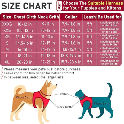 GAMUDA Small Pet Harness Collar and Leash Set, Step in No Chock No Pull Linen Fabric Soft Mesh Dog Vest Harnesses Reflective for Dogs Puppy Cats Kitten Rabbit (Red, XS) GAMUDACollarsCollection