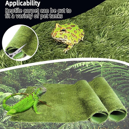 kathson 2Pcs Reptile Carpet Mat,35.4 x 17.7 in Terrarium Bedding Substrate Liner,Tortoise Imitation Rainforest Crawler Mats for Snakes Bearded Dragon Gecko Chameleon Turtles Iguana kathson