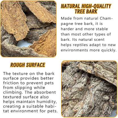 BNOSDM Reptile Terrarium Bark Substrate Bedding Tortoise Natural Cork Bark Reptile Climbing Mat Habitat Decor for Lizard Snake Spiders Hermit Crabs Tarantula Geckos Bearded Dragons (0.7 LB) BNOSDM