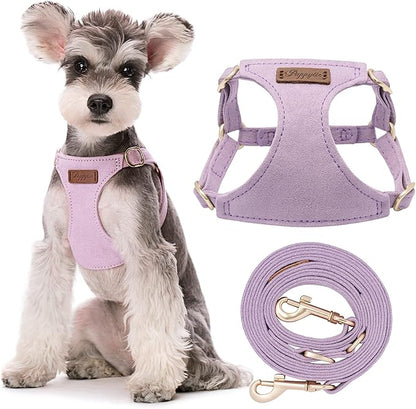 Puppytie No Pull Dog Harness with Multifunction Dog Leash,Soft Adjustable No Choke Escape Proof Pet Harness Vest for Medium Dogs or Large Dogs,Light Purple,M Puppytie