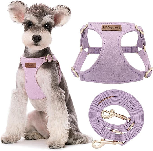 Puppytie No Pull Dog Harness with Multifunction Dog Leash,Soft Adjustable No Choke Escape Proof Pet Harness Vest for Medium Dogs or Large Dogs,Light Purple,M Puppytie
