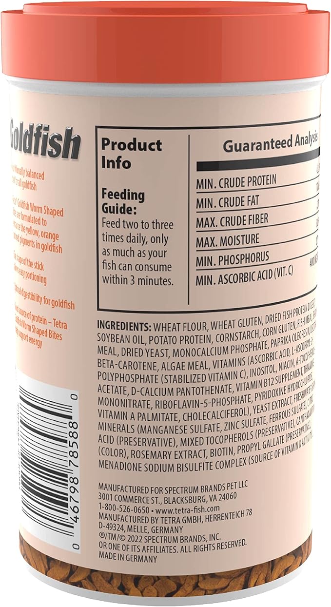 Tetra Pond Tetra Goldfish Worm Shaped Bites Fish Food, 4.93 Oz., Complete Food for All Goldfish Tetra+Pond