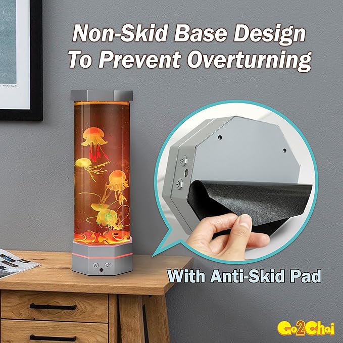 Jellyfish Aquarium Lamp Fake Fish Jelly Fish Tank Aquarium Lava Lamp Night Light Room Decor,7 Jellyfish&Clownfish,Adult Kids Home Office Room Desk Light Go2Chai