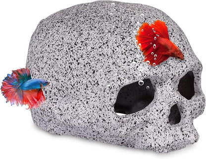 Ameliade Aquarium Decorations Cave Fish Tank Accessories Rock Decor for Shrimp Cichlid Hiding Breeding Small Fish Bowl Hide Decoration Betta Toys Hideout Stones House（Skull） Ameliade