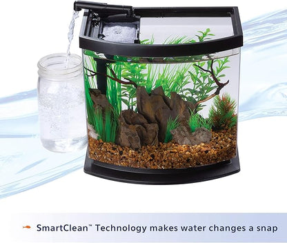 Aqueon LED MiniBow Small Aquarium Fish Tank Kit with SmartClean Technology, Black, 2.5 Gallon Aqueon