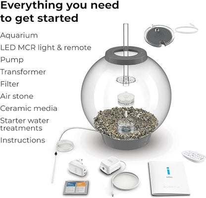 biOrb Classic 60 Acrylic 16-Gallon Aquarium with Multi-Color Remote-Controlled LED Lights Modern Tank for Tabletop Display, Silver biOrb