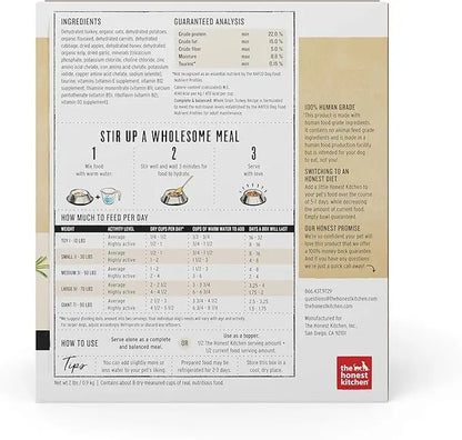 The Honest Kitchen Dehydrated Whole Grain Turkey Dog Food, 2 lb Box - PAWPICO