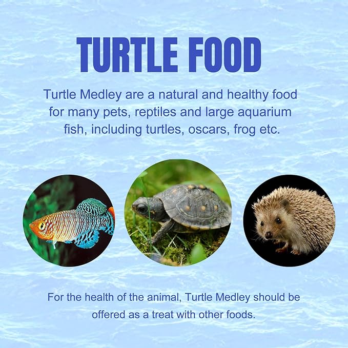 Amzey 2 Pack Aquatic Turtle Food, Vitamin, Enriched Medley Treats of Freeze, Dried Mealworms, River Shrimp & River Fishes, High Protein Turtle Medley Food for Aquatic Tortoise, 3.7 Ounce Total Amzey