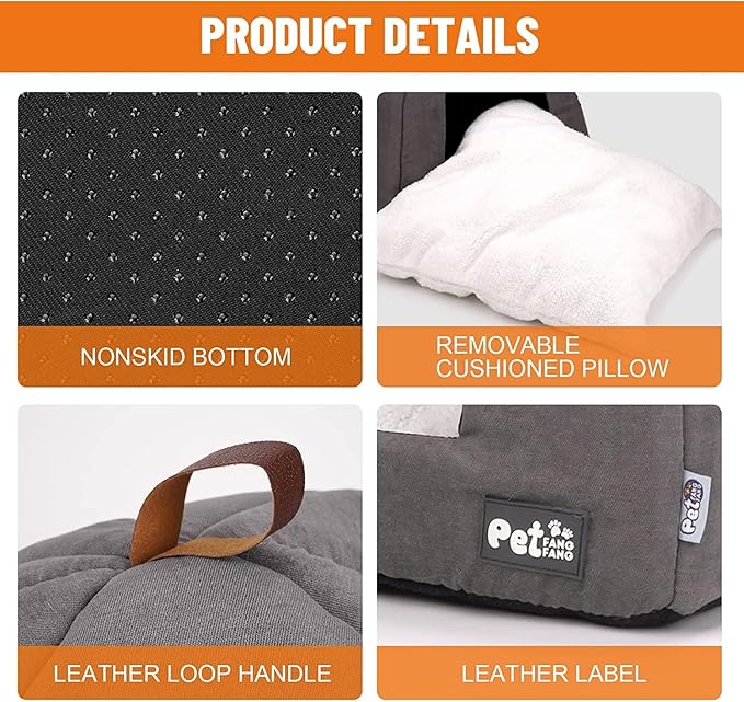 Cat Bed for Indoor Cats -Premium Pet Beds for Cats and Small Dogs, Cat Bed Cave, Comfortable Covered Cat Bed, Cat Tent, Kitten Bed, Small Animal Bed and Cat Hut with Cushioned Pillow (Medium, Grey) - PAWPICO