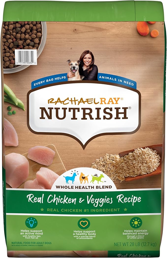 Rachael Ray Nutrish Premium Natural Dry Dog Food, Real Chicken & Veggies Recipe, 28 Lb - PAWPICO