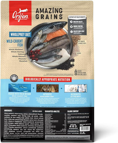 ORIJEN Amazing Grains Six Fish Recipe Dry Dog Food, High Protein Dog Food, Fresh or Raw Ingredients, 4lb - PAWPICO