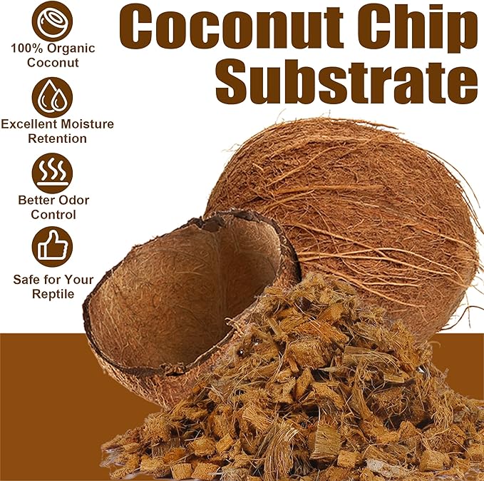 winemana Coconut Substrate for Reptile, 61 Quart Coconut Husk Chip Bedding for Ball Python Snake Tortoise winemana