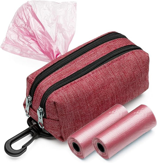 Premium Dog Poop Bag Holder for Leash - Convenient Dog Poop Bag Dispenser with Durable Design - Stylish Accessory for Easy Cleanup - Ideal for Dogs, Puppies, and Outdoor Walks - Pink - PAWPICO
