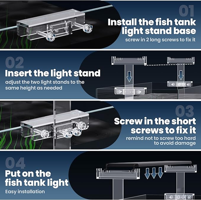 Adjustable Aquarium Light Riser for Rimmed Tanks, Aquarium Light Stand, Clear Acrylic Aquarium LED Light Holder Bracket for Small Rims Fish Tank Thickness Within 0.78 Inches-2 PCS WooFog