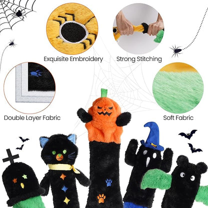 Nocciola 5 PCS Halloween Dog Squeaky Toys, No Stuffing Plush Dog Toys with Crinkle Paper, Perfect Present for Puppy, Small, Medium and Large Dogs - PAWPICO