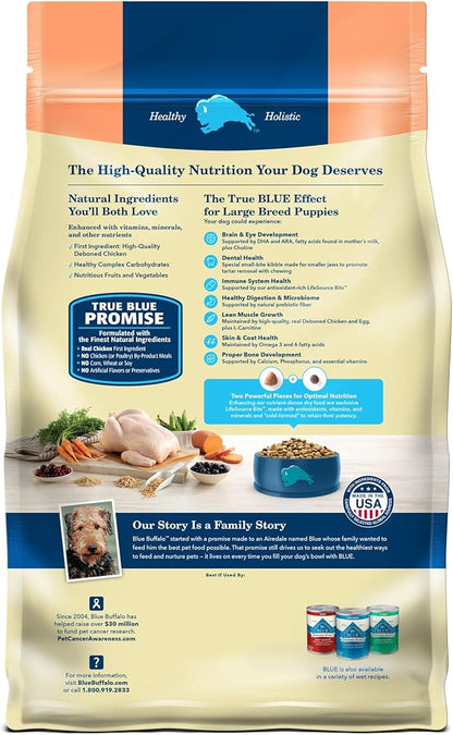 Blue Buffalo Life Protection Formula Large Breed Puppy Dry Dog Food with DHA, Vital Nutrients & Antioxidants, Made with Natural Ingredients, Chicken & Brown Rice Recipe, 34-lb. Bag - PAWPICO