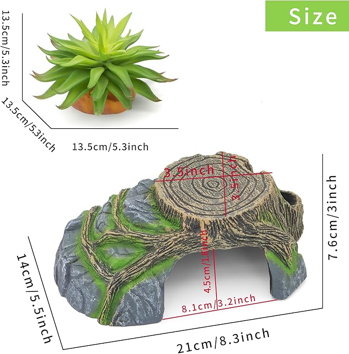 Reptile Hides Hideout Habitat, Reptile Caves for Bearded Dragons, Leopard Geckos, Lizards, Turtles, Snakes, Frogs (Medium-A) PAWPICO