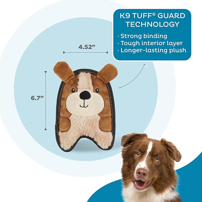 Outward Hound Durablez Tough Plush Squeaky Dog Toy, Puppy, Brown, XS - PAWPICO