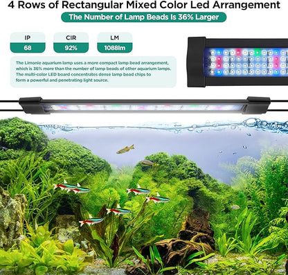 Lominie 48W Aquarium Lights,87-110CM Fish Tank LED Light Bar,Full Spectrum Aquarium Plant Light with Timer for Refugium Algae Fish Tank, IP68 Waterproof (Freshwater/36-46IN) Lominie
