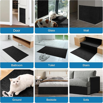 Cat Scratch Furniture Protector Pads with Self-adhesive Backing, 98.5"X15.8" Black Randomly Cutting Trimmable Cat Scratch Carpet Mat Post Tree Shelves Cover Replacement for Sofa,Wall,Couch,Door,Corner - PAWPICO