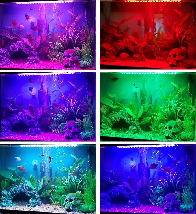 Fish Tank Lights, LED Underwater Aquarium Light, RGB Submersible Aquarium Lights, Waterproof Color Changing Tank Lights Dim Adjustable Remote Control, 19 inch S+SMIFUL