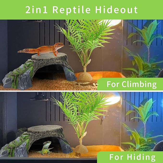 Reptile Hides Hideout Habitat, Reptile Caves for Bearded Dragons, Leopard Geckos, Lizards, Turtles, Snakes, Frogs (Extra Large-A) PAWPICO