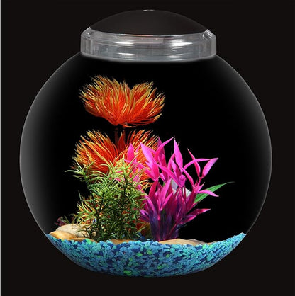 Koller Products 3-Gallon Globe Fish Bowl, Impact- Resistant Plastic Fish Tank with LED Lighting, Crystal-Clear Clarity, Desktop Aquarium Tank for Betta Nano Goldfish Peacockfish Zebrafish, Home Décor DISCOVERTHEEXCITINGWORLDOFKEEPINGTROPICALFISH