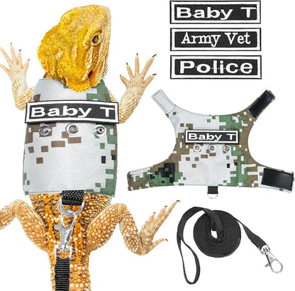Bearded Dragon Harness and Leash, Adjustable Lizard Bearded Dragon Reptile Harness, Bearded Dragon Lizard Reptiles for Walking Outdoor to Prevent Escape (Green) PAWPICO