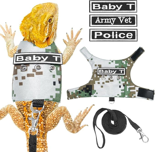 Bearded Dragon Harness and Leash, Adjustable Lizard Bearded Dragon Reptile Harness, Bearded Dragon Lizard Reptiles for Walking Outdoor to Prevent Escape (Green) PAWPICO