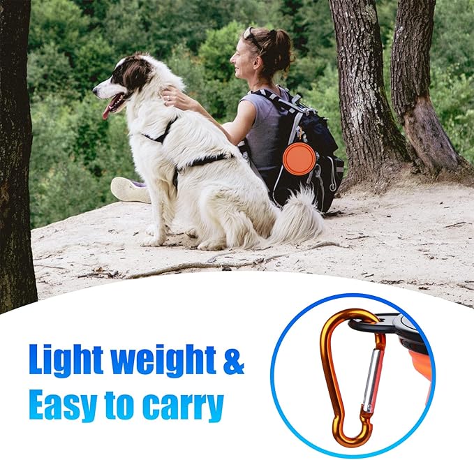 Dog Bowl Pet Collapsible Bowls, 2 Pack Collapsible Dog Water Bowls for Cats Dogs, Portable Pet Feeding Watering Dish for Walking Parking Traveling with 2 Carabiners (Small, Orange+Purple) - PAWPICO