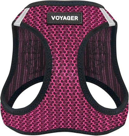 Voyager Step-in Air Dog Harness - All Weather Mesh, Reflective, No Pull Harness for Small, Medium Dogs, Cats - Secure with Hook & Loop Fastener, Buckle, Double D-Rings - Fuchsia 2-Tone, L BestPetSuppliesLLC