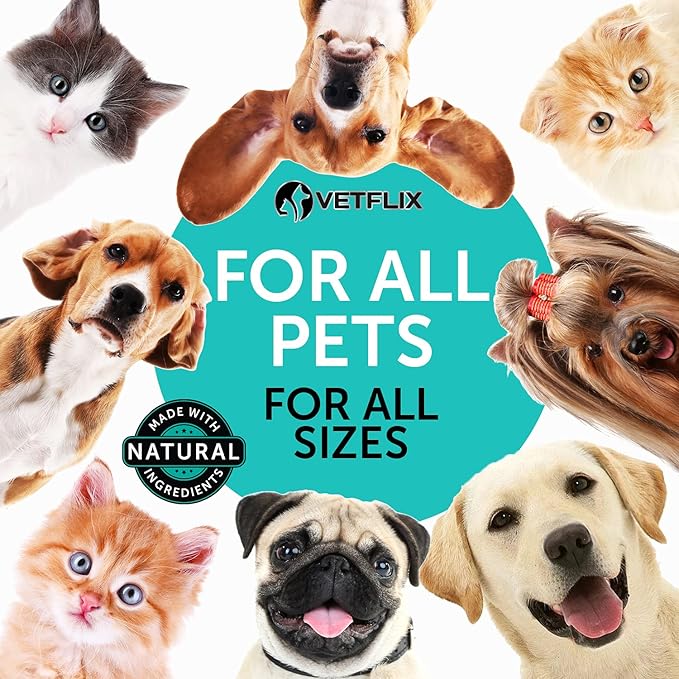 Premium Probiotics for Dogs & Cats - Digestive Enzymes & Prebiotics Supplement - Helps to Relieve Diarrhea, Vomiting, Upset Stomach, Gas, Constipation & Bad Breath - Supports Healthy Digestive System Vetflix