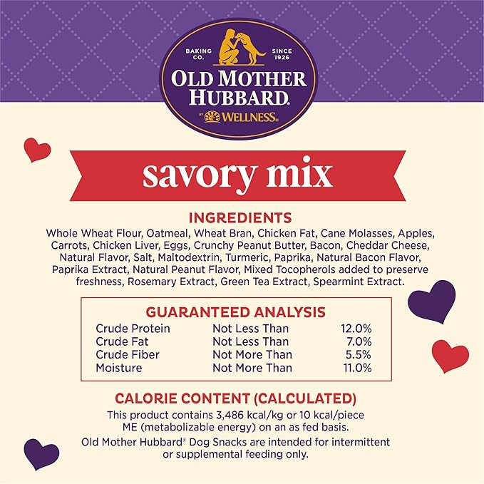 Old Mother Hubbard by Wellness Classic Savory Mix Natural Dog Treats, Crunchy Oven-Baked Biscuits, Ideal for Training, Mini Size, 20 ounce bag - PAWPICO