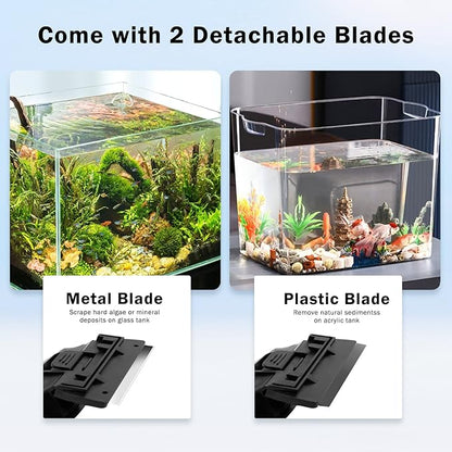 AQQA Aquarium Strong Magnetic Cleaner Brush, Fish Tank Glass Algae Magnet Cleaning Tool Floating Cleaner Scrubber Brush with 2 Detachable Scraper (Green,L) AQQA