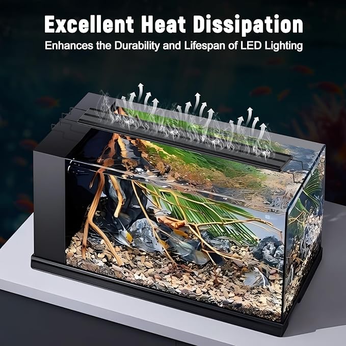 Aquarium Light for Fish Tank, Full Spectrum Aquarium LED Plant Light with Extendable Brackets, Suitable for 37-45 Inch Freshwater Tanks, White Blue Red Green Pink LEDs KINGDANS