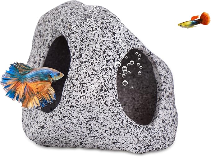 Aquarium Decorations Cave Fish Tank Accessories Rock Decor for Shrimp Cichlid Hiding Breeding Small Fish Bowl Hide Decoration Betta Toys Hideout Stones House（Medium） Ameliade