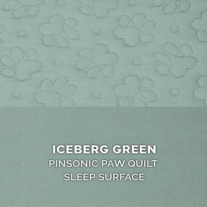 Furhaven Orthopedic Dog Bed for Large Dogs w/ Removable Bolsters & Washable Cover, For Dogs Up to 95 lbs - Pinsonic Quilted Paw L Shaped Chaise - Iceberg Green, Jumbo/XL - PAWPICO