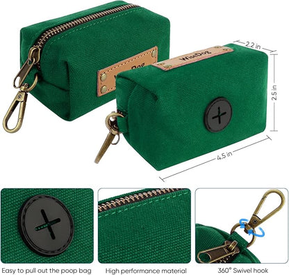 Wisedog Dog Collar and Leash Set Combo: Adjustable Durable Pet Collars with Dog Leashes for Small Medium Large Dogs,includes One Bonus of Poop Bag Holder (M, Deep Green) WisedogPetSupplies