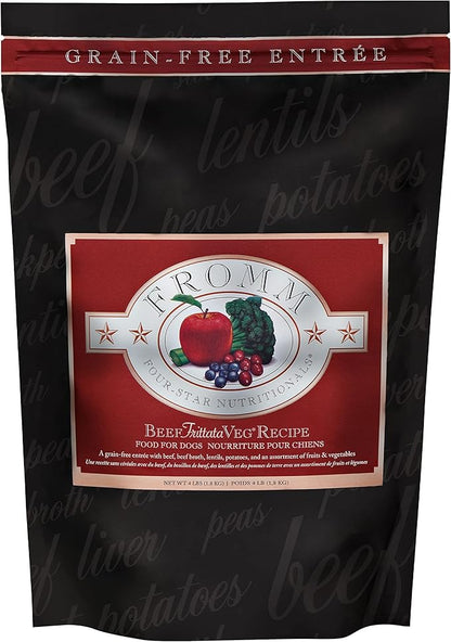 Fromm Four-Star Nutritionals Beef Frittata Veg Dog Food - Premium Dry Dog Food - Beef Recipe - 4 lb - PAWPICO