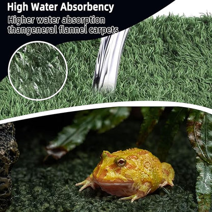 kathson 2Pcs Reptile Carpet Mat,35.4 x 17.7 in Terrarium Bedding Substrate Liner,Tortoise Imitation Rainforest Crawler Mats for Snakes Bearded Dragon Gecko Chameleon Turtles Iguana kathson