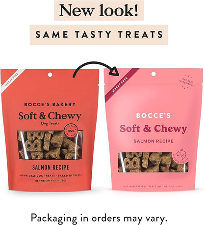 Bocce's Bakery Oven Baked Salmon Recipe Treats for Dogs, Wheat-Free Everyday Dog Treats, Made with Real Ingredients, Baked in The USA, All-Natural Soft & Chewy Cookies, Salmon, 6 oz - PAWPICO