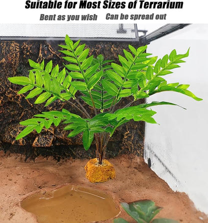 Woyrise Reptile Artificial Plants for Terrarium Decor, Amphibian Habitat Decorations Bearded Dragon Tank Accessories fit Crested Gecko Leopard Lizard Chameleon Ball Python Snake Frog - Fake Osmunda Woyrise