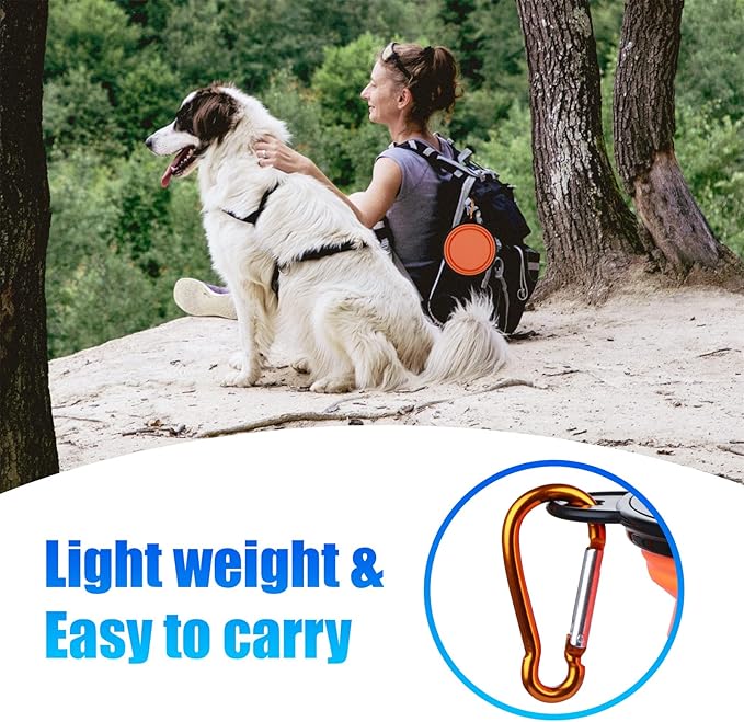 Dog Bowl Pet Collapsible Bowls, 2 Pack Collapsible Dog Water Bowls for Cats Dogs, Portable Pet Feeding Watering Dish for Walking Parking Traveling with 2 Carabiners (Small, Orange+Yellow) - PAWPICO