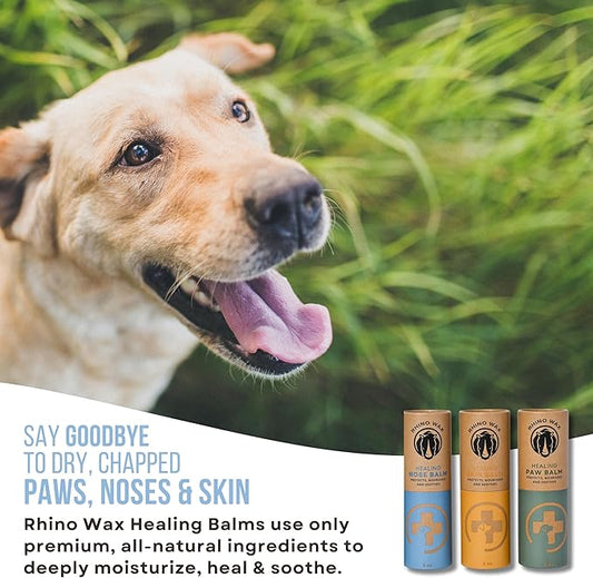 Dog Care Kit - Healing Dog Paw Pad Balm + Snout Soother for Dogs + Skin Soother - Relieves Pain, Nourishes and Heals - For Dry, Irritated Paws, Noses and Skin - Lick-Safe - Made in the USA RhinoWax