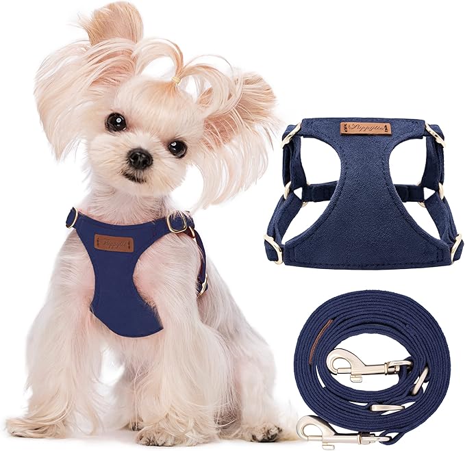 Puppytie No Pull xs Dog Harness with Multifunction Dog Leash,Soft Adjustable No Choke Escape Proof Pet Harness Vest,Navy,XS Puppytie