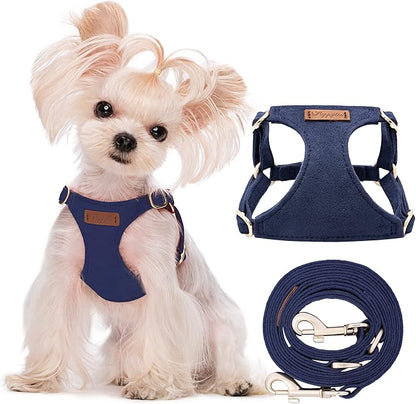 Puppytie No Pull xs Dog Harness with Multifunction Dog Leash,Soft Adjustable No Choke Escape Proof Pet Harness Vest,Navy,XS Puppytie