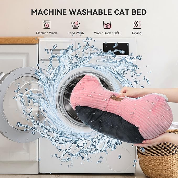 Cat Dog Bed for Pets, Rectangle Pet Bed Gift for Puppy and Kitten, Machine Washable Calming Fluffy Pet Couch Sofa for Indoor Outdoor, Portable Soft Cat Bed with Non-Slip Bottom (Small, Pink) - PAWPICO